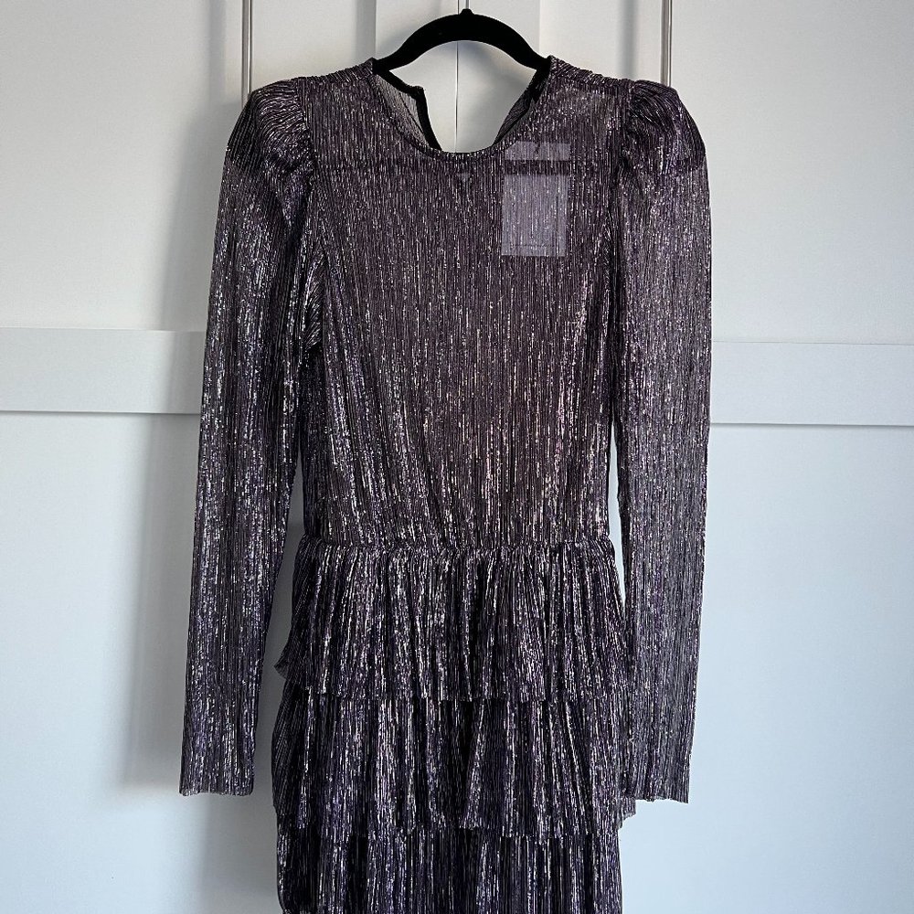 Sabina Musayev Monique Sheer Bodice Long Sleeve Mini Dress